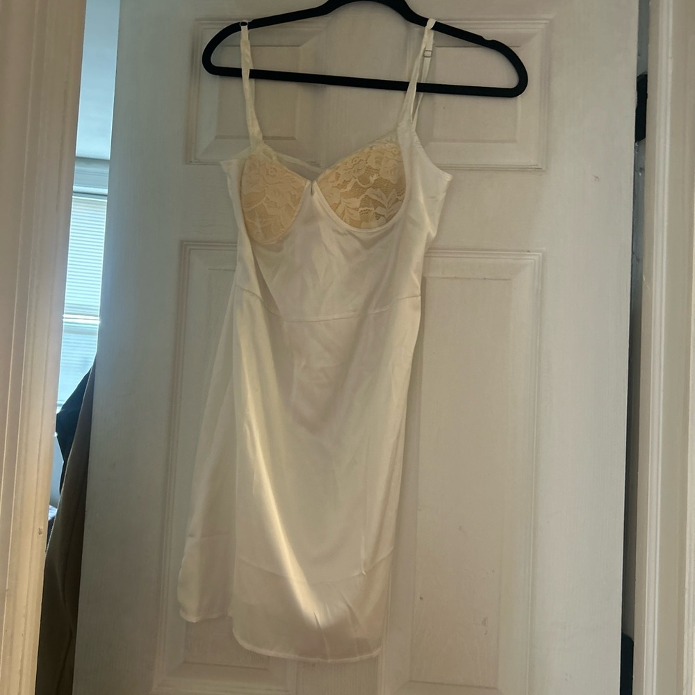 Elegant Cream Lace Slip Dress